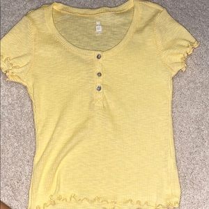 yellow fitted button top